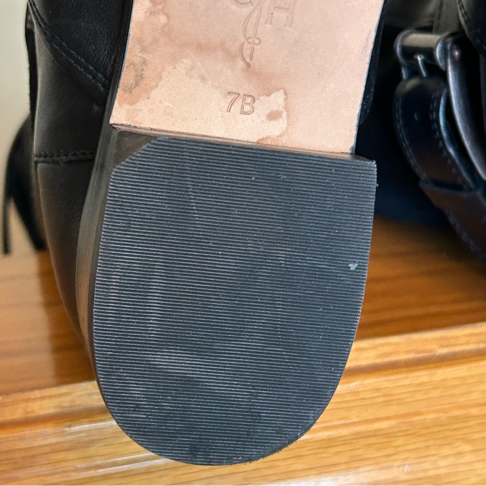 Cole Haan Whitley NikeAir Black Leather Pull-on Knee High Riding Boots Size 7 - Picture 10 of 16